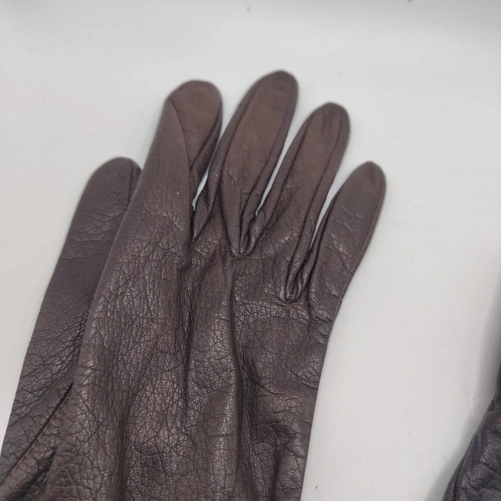 French Kidskins Gloves Silk‎ Lined Brown Leather Soft Size 6 Driving Women's